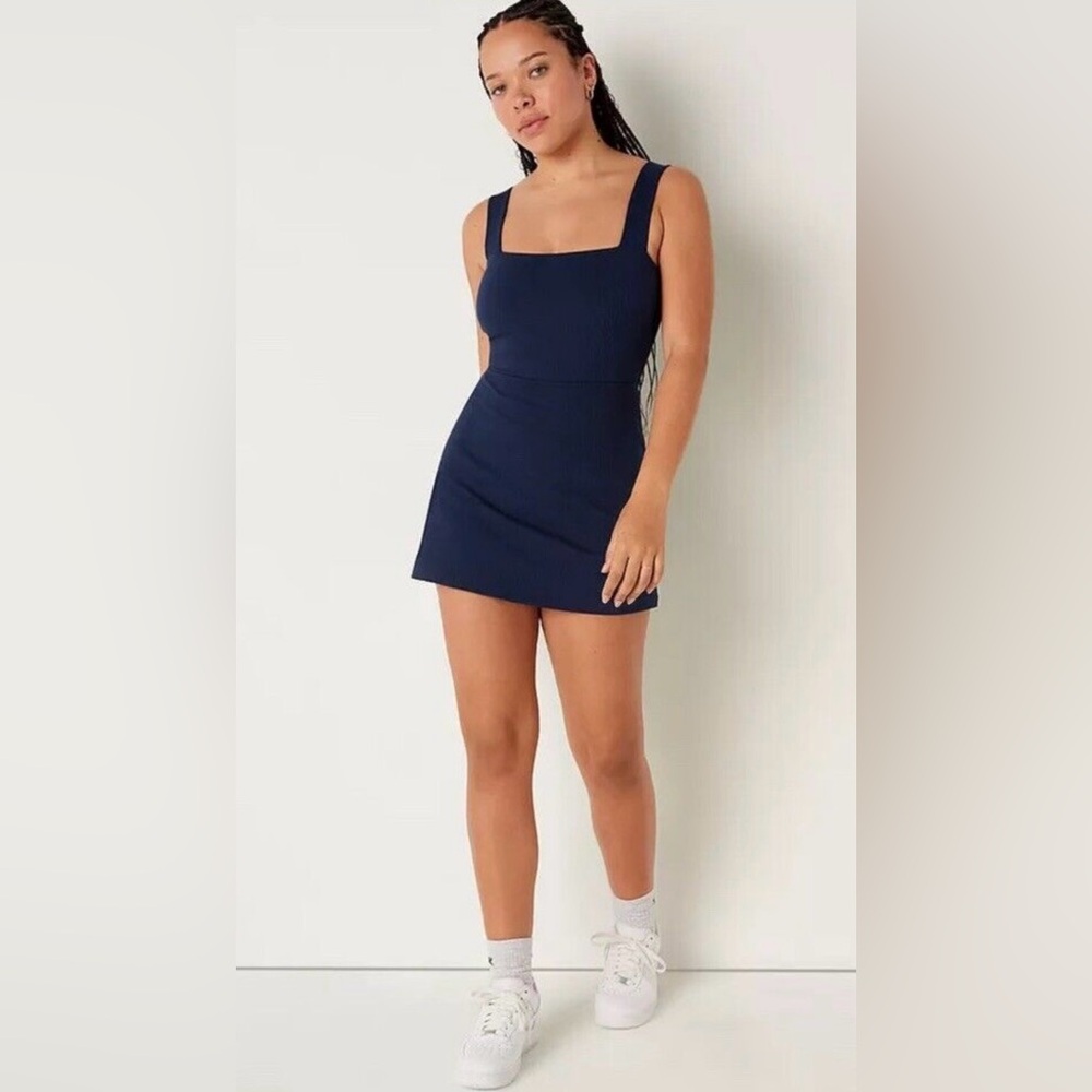 NWT Victoria’s Secret Navy Blue Ribbed Square Neck Mini Dress Sz XL